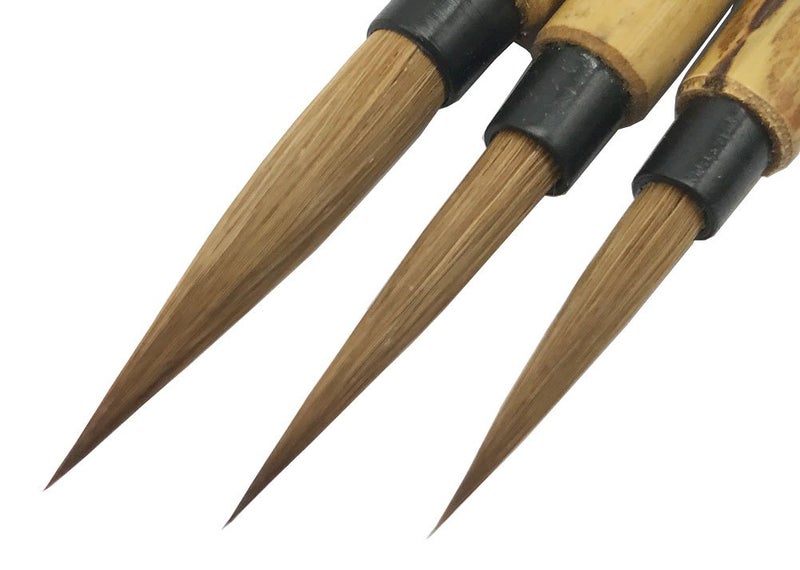 Easyou Hu Brush Scriptliner Brush for Traditional Chinese Elaborate-style Painting (Gongbi) and Outlining Inking the lines White Hare Hair LMS (Wesel hair L+M+S for beginner) - Image 1